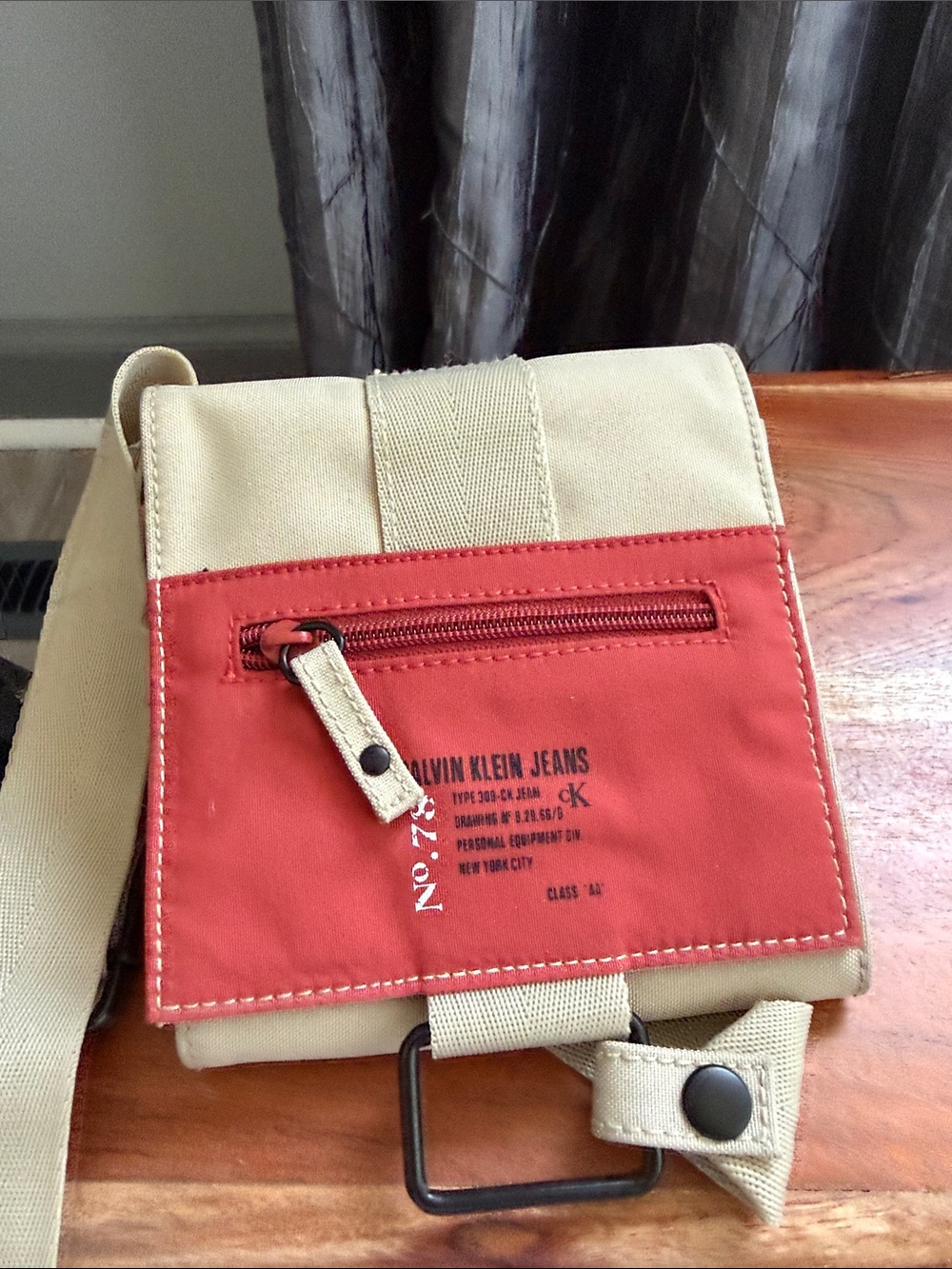 Calvin Klein Jeans Beige and Red Men's Messenger Crossbody
